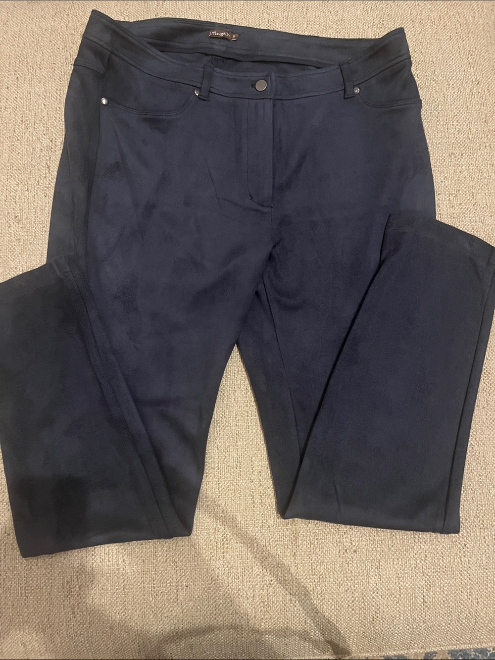 J. McLaughlin Dark Navy Straight-Leg Ponte Suede Feel Pants 12
